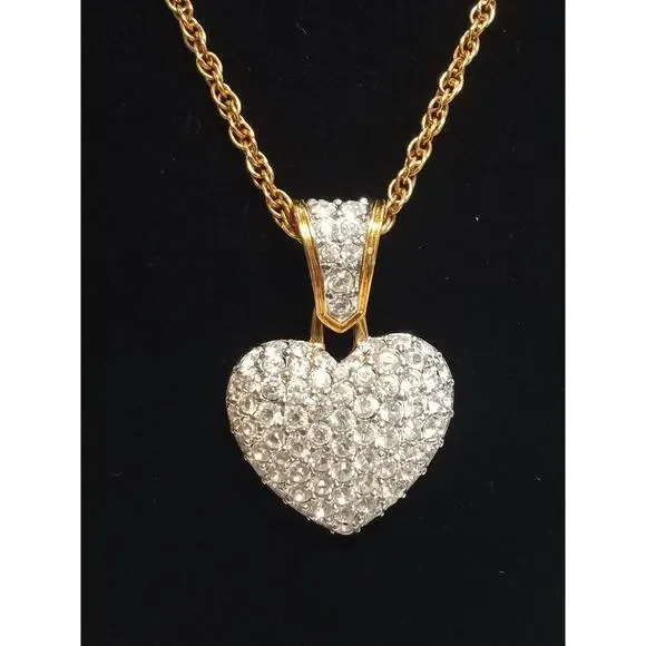 Swarovski Crystal Puffy Pave Heart Rope Necklace Retired - Picture 8 of 8